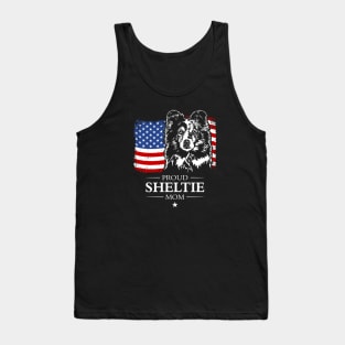 Proud Sheltie Mom American Flag patriotic gift dog Tank Top